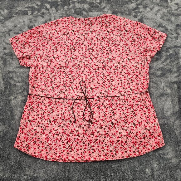 Nu Dimension Stretch Scrub Top Womens Large v neck floral print Nursing uniform - Picture 8 of 15